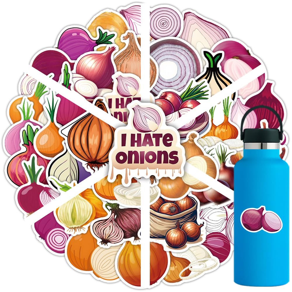 Onions Stickers for Teenagers Adults 50 Pieces Onion Vinyl Sticker Set Car Motorcycles Bicycle Skateboard Snowboard Luggage Laptop Suitcase Helmet Motorcycle Computer