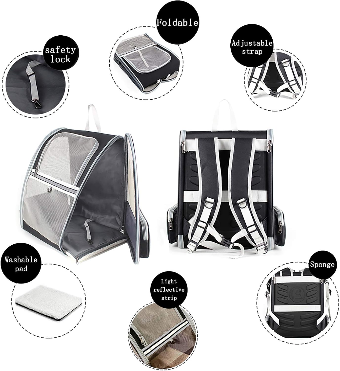 BELPRO Cat Backpack Carrier, Small Dog Backpack Carrier for Small Dogs Puppies with Ventilated Design, Airline Approved, Collapsible | for Travel, Hiking, Outdoor