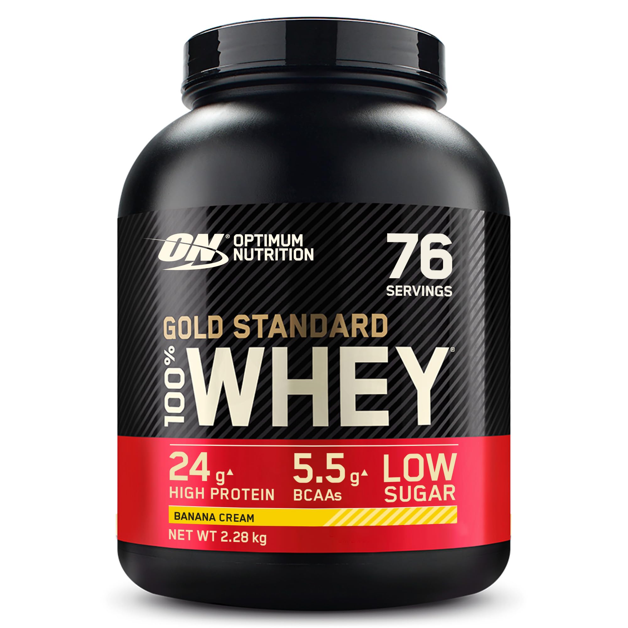 Optimum Nutrition (ON) Gold Standard 100% Whey Protein Primary Source Isolate - Banana Cream, 5 lbs, 73 Servings