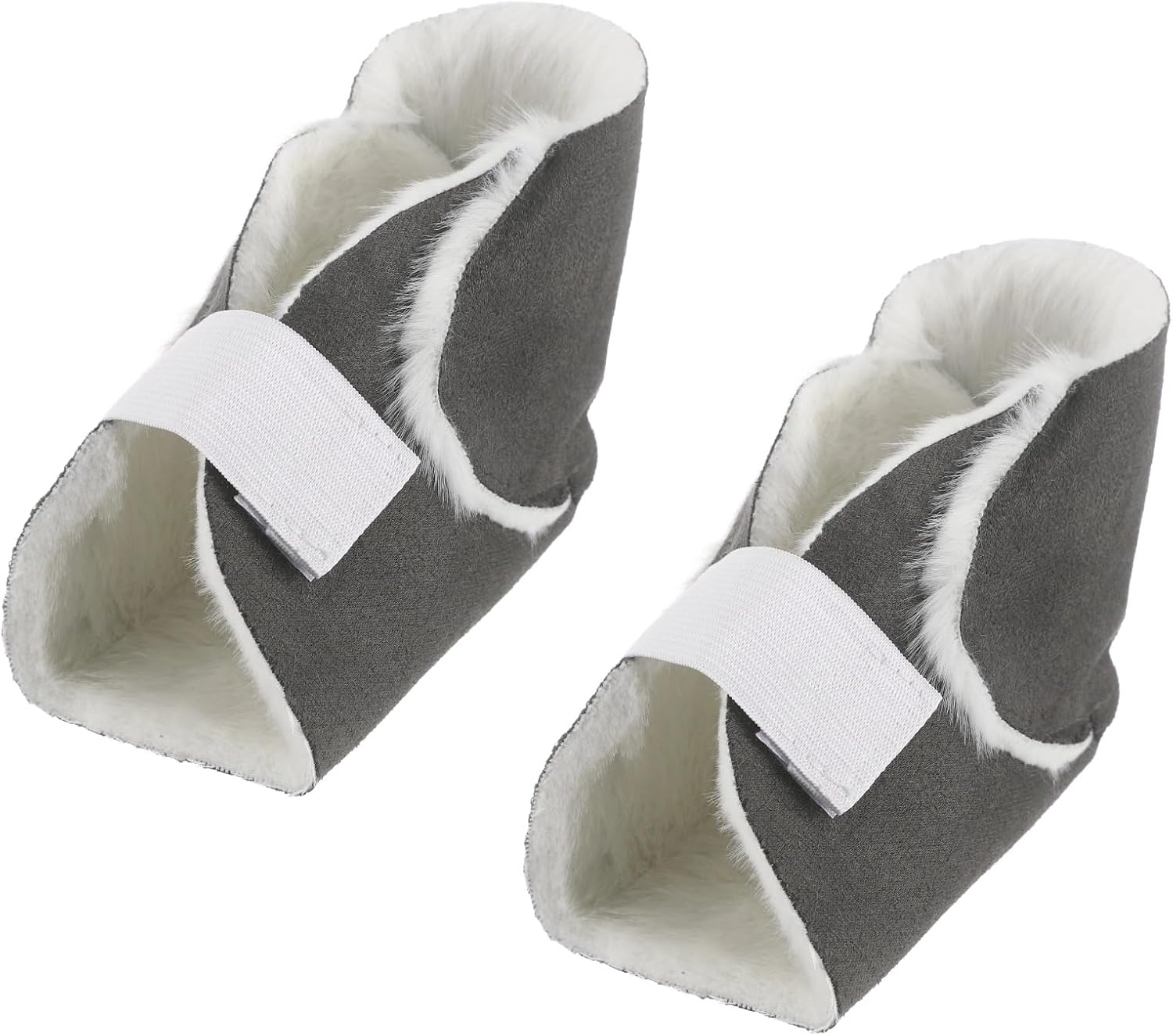 2 Pcs Heel Protectors for Pressure Sores, Soft Sheepskin Fleece Foot Cushions with Adjustable Securing Strap, for Bedridden Patients & Pressure Ulcers, Women's 6-11/Men's 6-10, Dark Grey