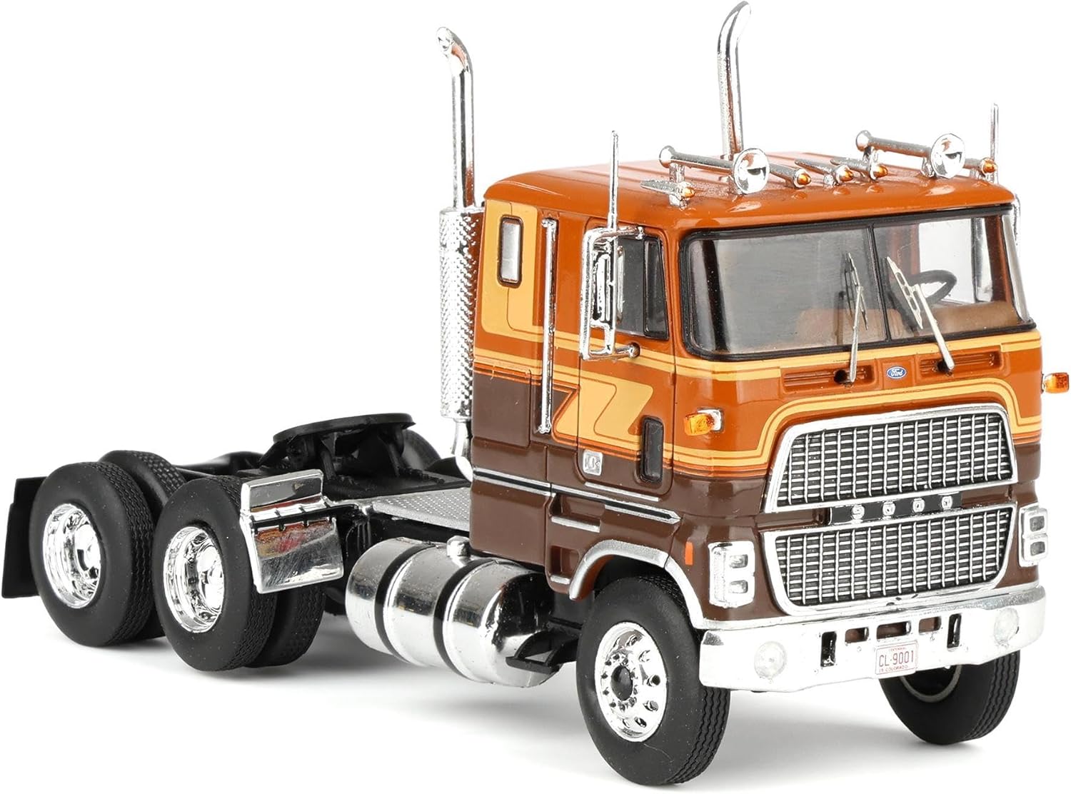 1976 CL 9000 Truck Tractor Brown Two-Tone with Graphics 1/64 Diecast Model by IXO Models U64TR009