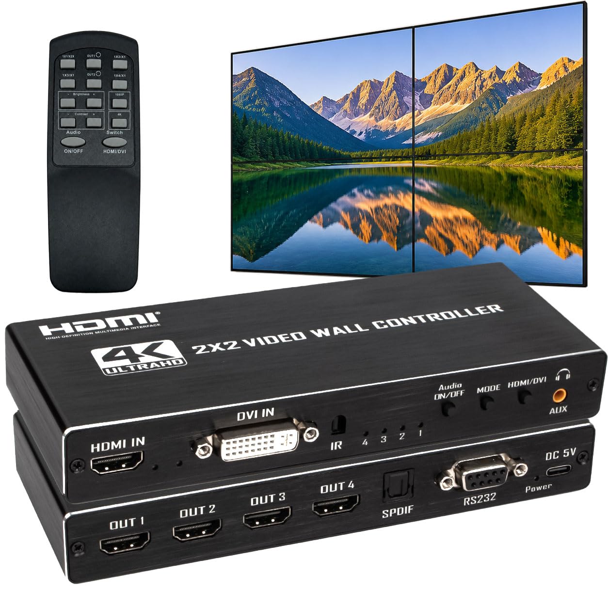 Amazon.com: 2x2 4k Video Wall Controller, Transform 4 TV Screens