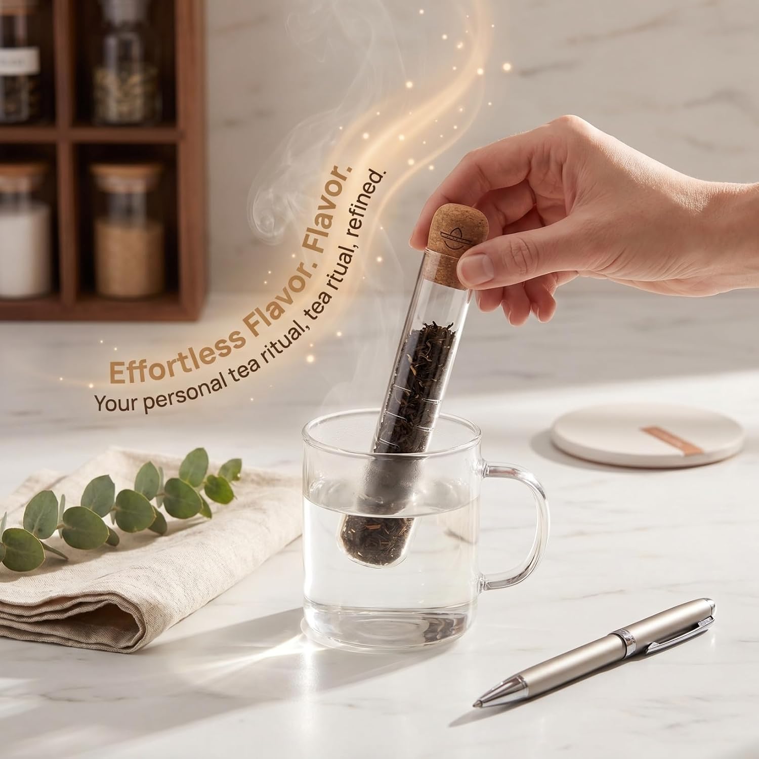 Glass Tea Infuser with Lid Loose Leaf Tea Strainer Filter Diffuser for Home Office Restaurant and House Use 5.90 X 0.98 X 0.98 in