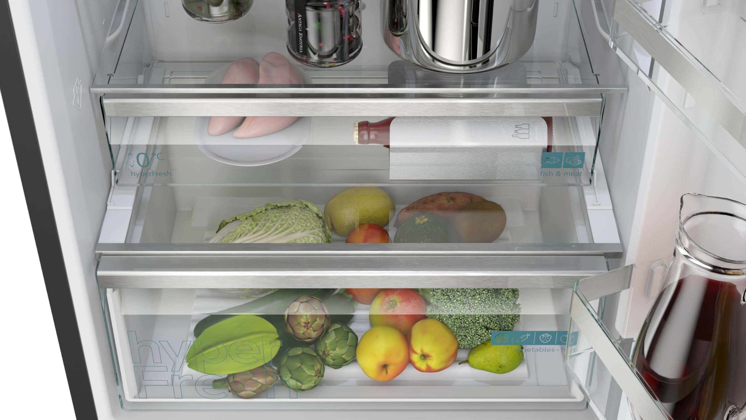 Siemens iQ500 Wolnostojąca lodówko-zamrażarka XXL 203 x 70 cm, KG49NAXCG, 311 l i zamrażanie 129 l, Total noFrost, freezerLight, technologia hyperFresh, technologia AntiFingerprint czarna stal