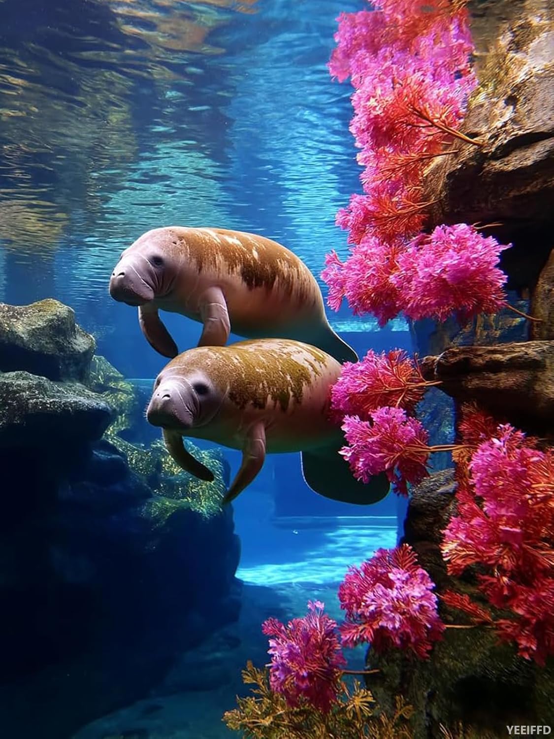 YEEIFFD Manatees Diamond Painting Kit for Adults, Underwater Corals Diamond Art Kits 5D DIY Full Round Drill Diamonds Dots Gem Art Home Wall Decor 12x16 inch