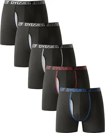 Men's Boxer Briefs, 5-Pack with Built-in Support Pouch, Moisture-Wicking & Odor Control