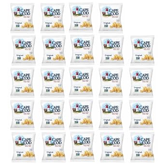 ZEGSY Cape Cod Kettle Cooked Potato Chips, Original, 0.75 oz, 24-count, Kosher Circle U,Non-GMO Project Verified,40% Reduced Fat, No Artificial Colors, Flavors, or Preservatives