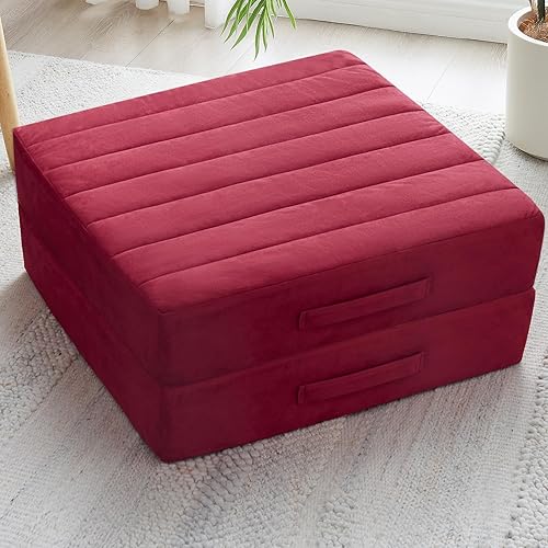 2 almohadas de espuma de alta densidad para el suelo, almohadas grandes mejoradas para adultos, cojín de suelo para exteriores con funda suave