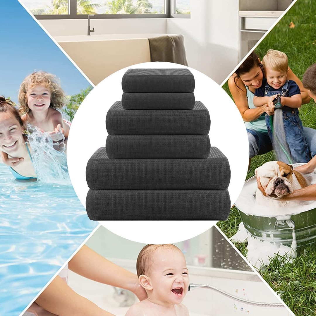 Casa Copenhagen Waffle 4-teiliges Geschenkset XL Designer Handtüchern aus 100% ägyptischer Baumwolle- Tannegrau, 70x140 cm, 4Badetücher für Badezimmer (perfekte Geschenkset für Damen & Herren)