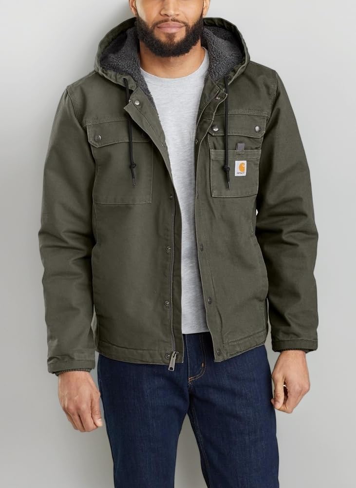 Relaxed Fit Washed Duck Sherpa-Lined Utility Jacket