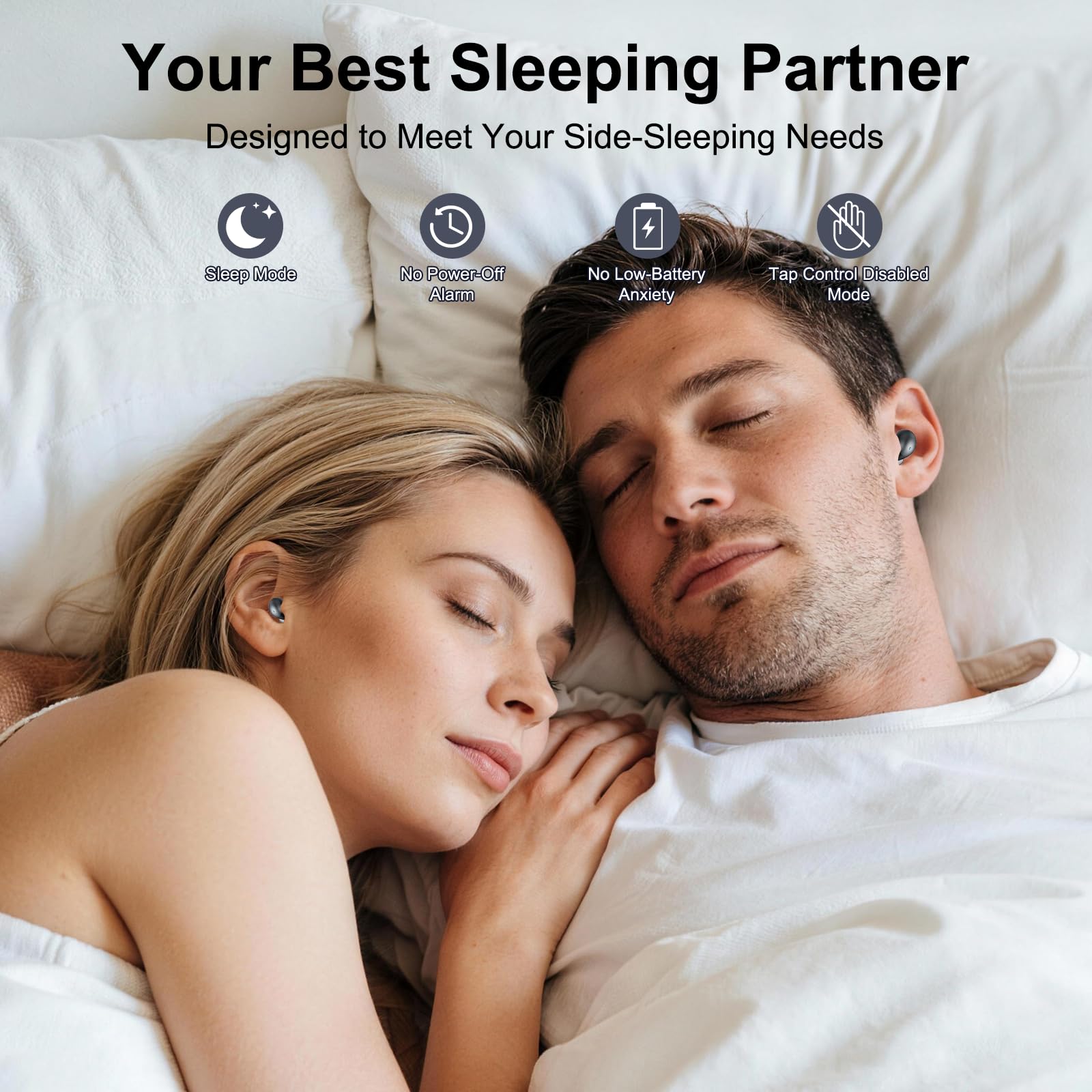 Mini Auriculares para Dormir Bluetooth 6.0 y aplicación, Ruido Blanco Integrado para Dormir, Negro