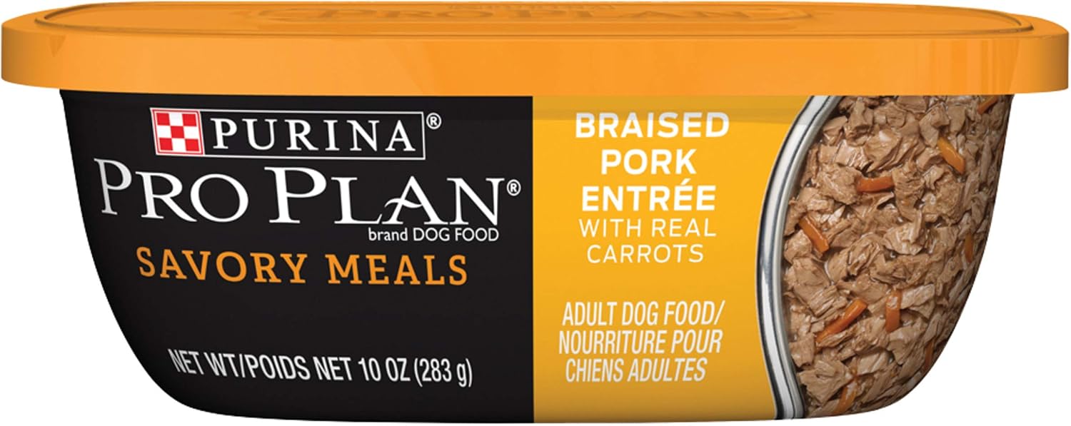 Purina Pro Plan Wet Dog Food, Savory Meals Braised Pork Entree With Real Carrots - (8) 10 oz. Tubs