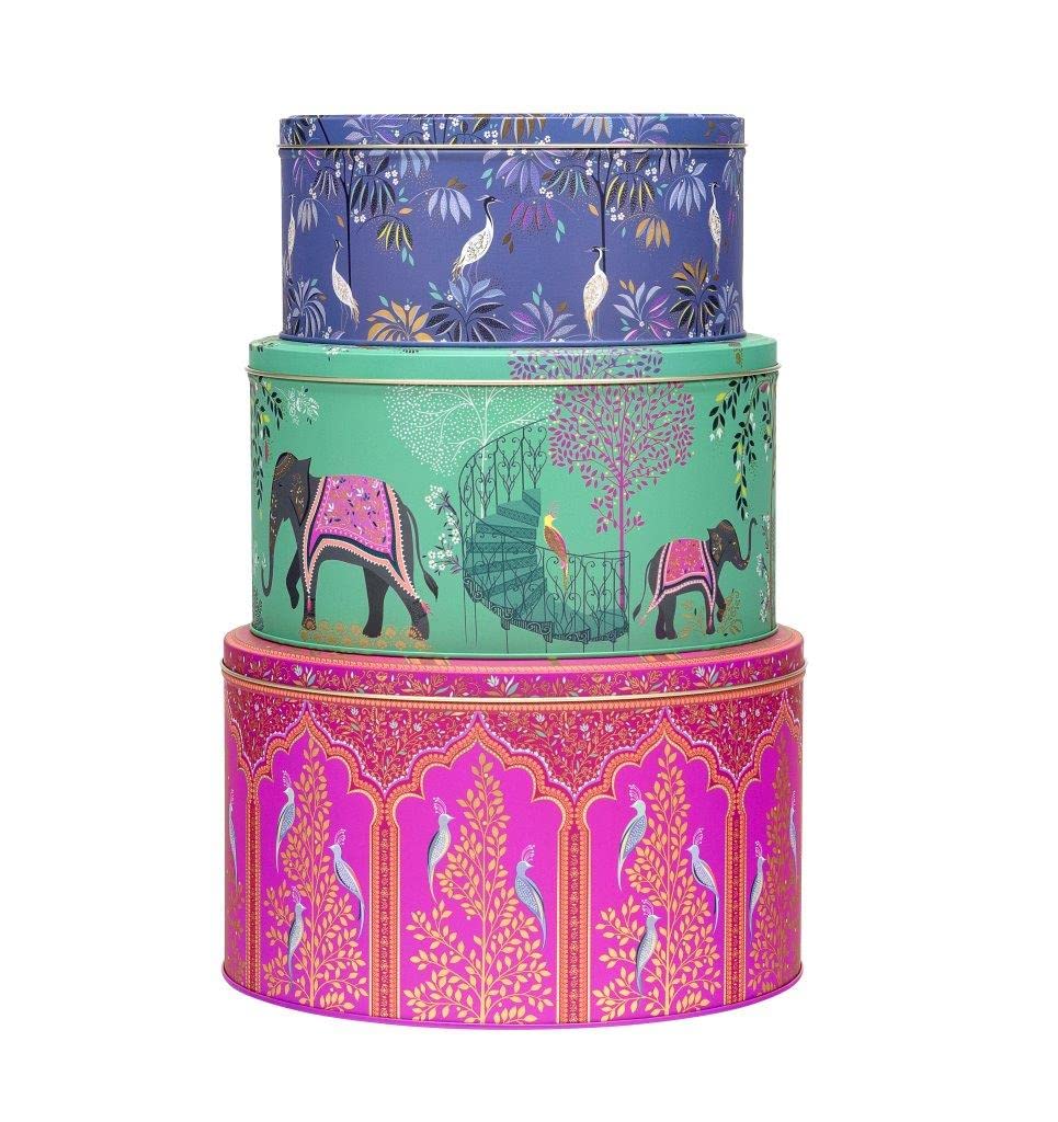Sara Miller India Elephants Set of 3 Rd Cake Tins 250(d) x 145mm 225(d) x 120mm 198(d) x 105mm