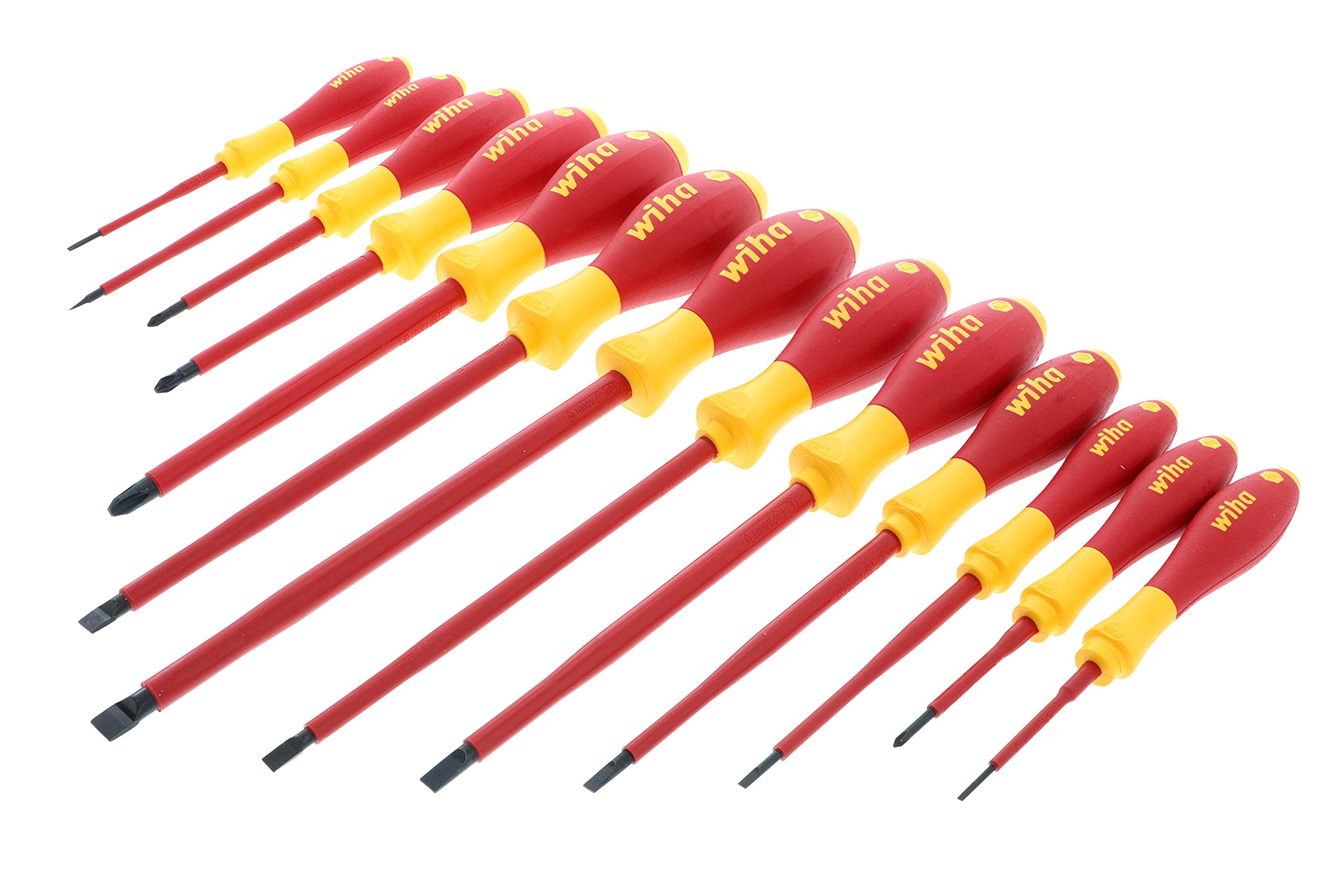 Wiha 32094 Slotted and Phillips Insulated Screwdriver Set, 1000 Volt, 13 Piece, Multi