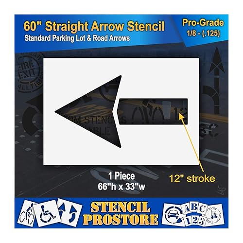 Plantillas de pavimento - 60 pulgadas - Plantilla de flecha recta - 60 x 32 pulgadas - 18 pulgadas (128 mil) - Grado profesional Plantillas de pavimento - 60 pulgadas - Plantilla de flecha recta - 60 x 32 pulgadas - 18 pulgadas (128 mil) - Grado profesional
