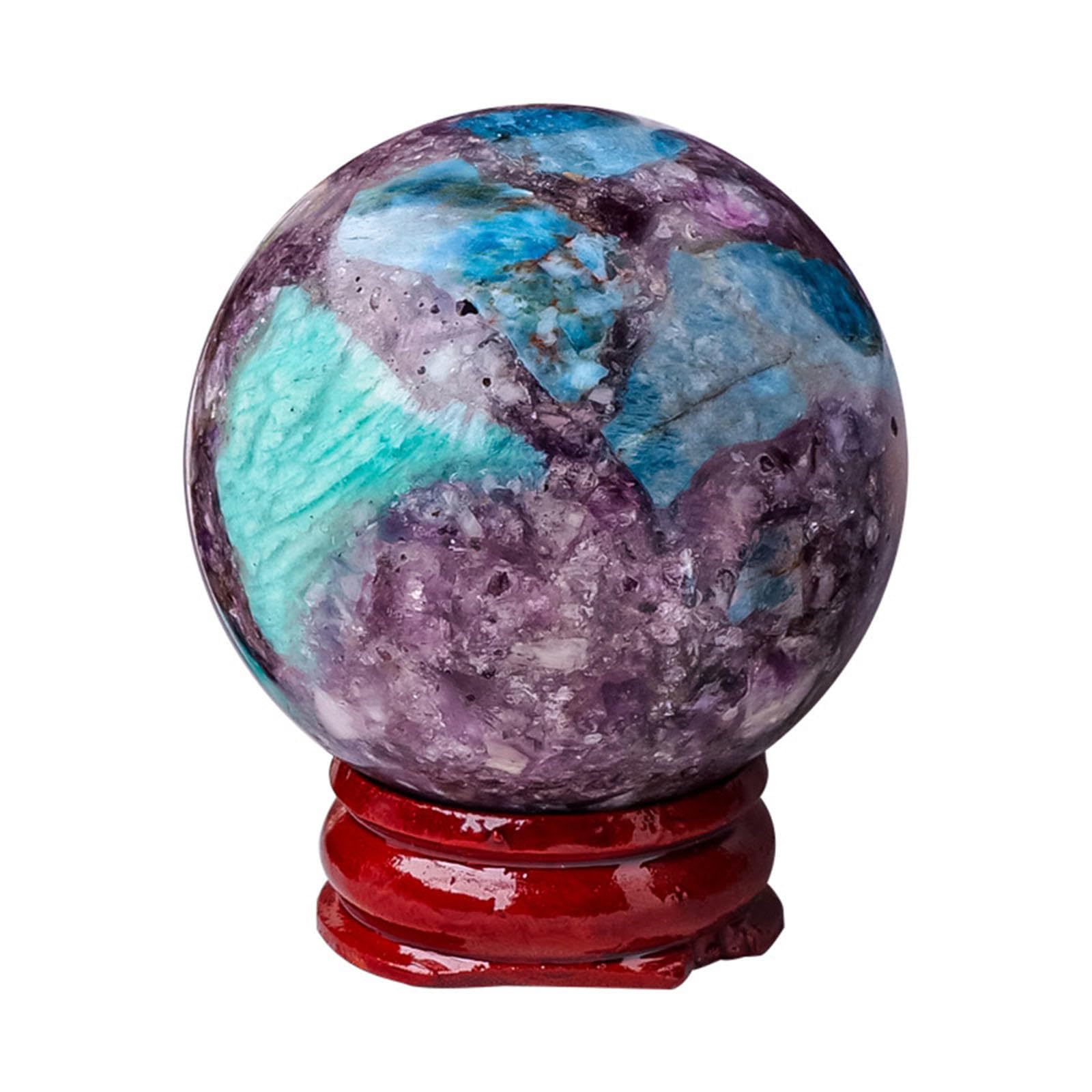 SHFTQXSLAT Duobao Crystal Ball Fengshui Gemstones Sphere Balls with Stand Polished Stone Sculpture Figurine Gift Living Room Office Home Decor