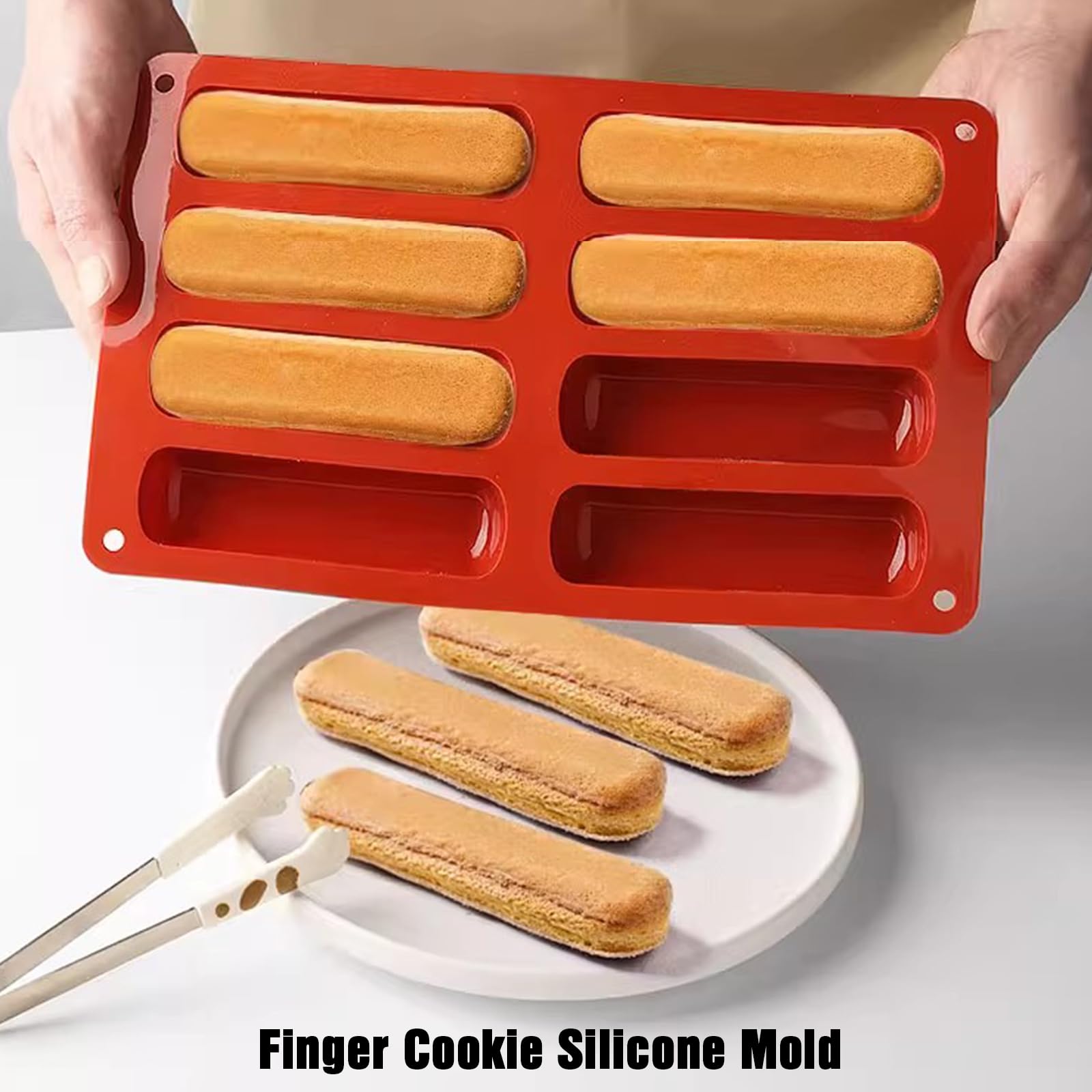 Silikon-Backform mit 8 Mulden, lange Streifen, Cake-Pop-Maker, Silikon-Backform für Schokolade, Knallbonbons, Stäbchen