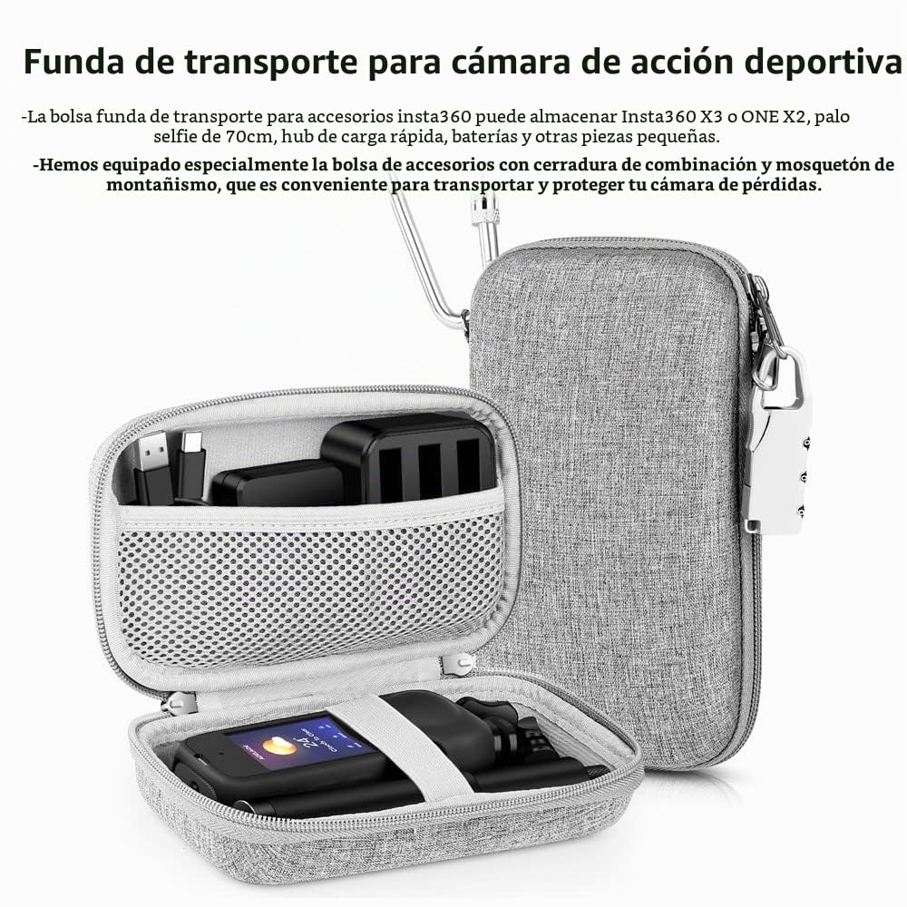 Kit de accesorios 7 en 1 compatible con Insta360 X3 [funda de silicona para cámara][tapa de la lente] [protector de pantalla] [funda de transporte para exteriores incluye