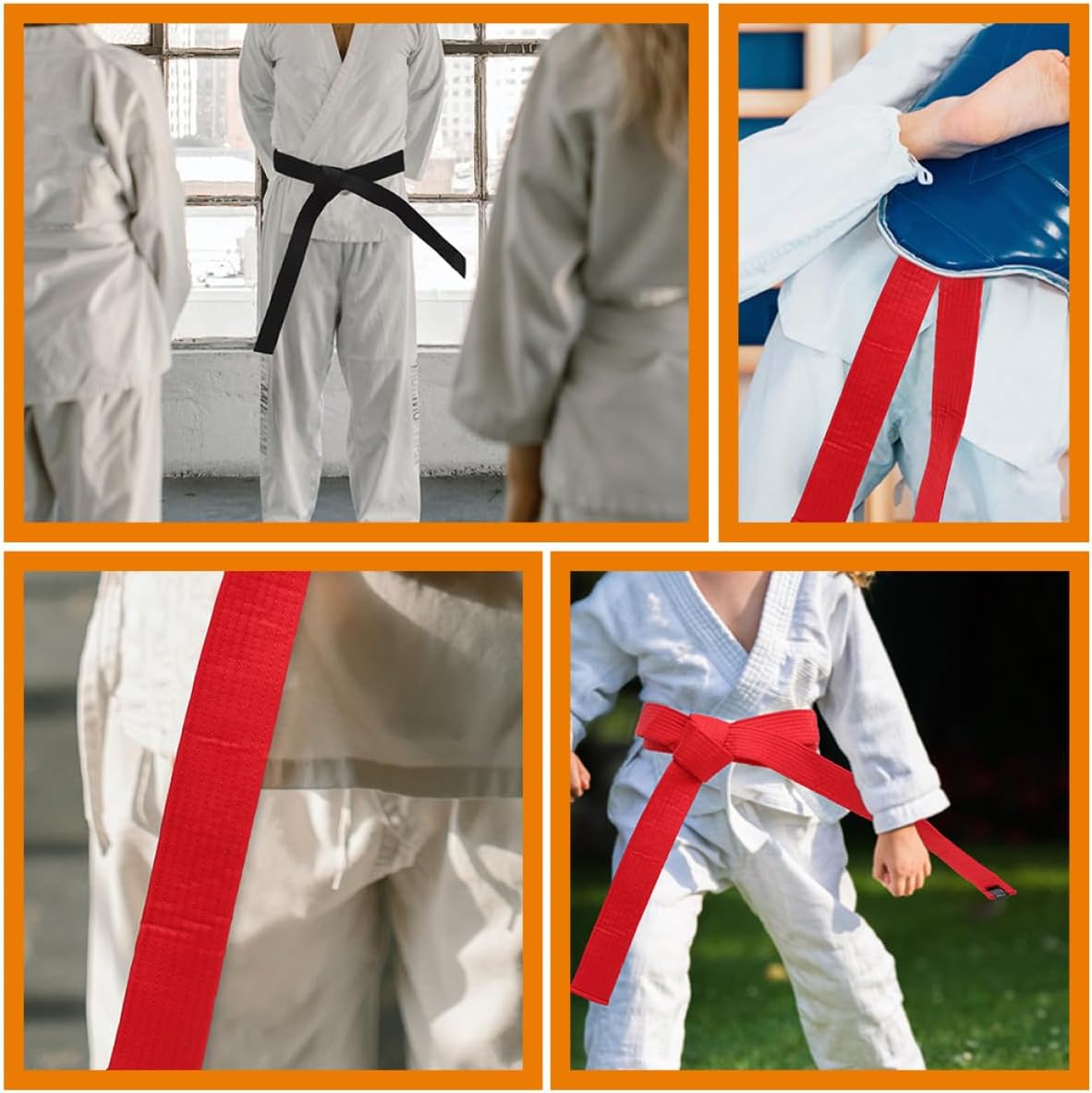 VANZACK 3pcs Taekwondo Martial Art Belts Cotton Waist Wrap Set 2.2m for Karate Training and Ranking