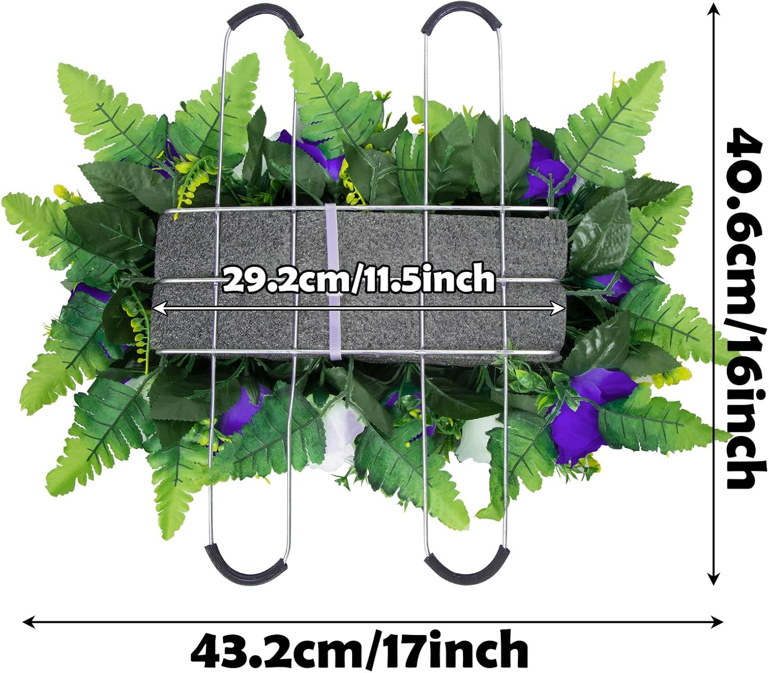 Artificial Cemetery Flowers Saddle for Headstone, Memorial Grave Flowers for Cemetery Outdoor Gravesite Tombstone Headstone Decorations (Purple) - Image 2