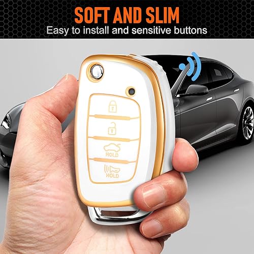 Miniatura 2 de Funda para llavero Hyundai Accesorios para Elantra Sonata Tucson Santa fe Ioniq GT 4 botones, funda de TPU (azul)