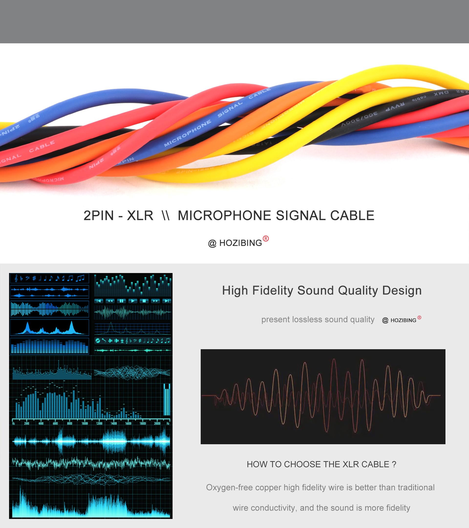 Cavo microfono XLR a XLR maschio a femmina, cavo per microfono a 3 pin, schermato bilanciato, 27 AWG, OFC XLR per mixer microfono, studio di registrazione, podcast, multicolore, connettori in lega di
