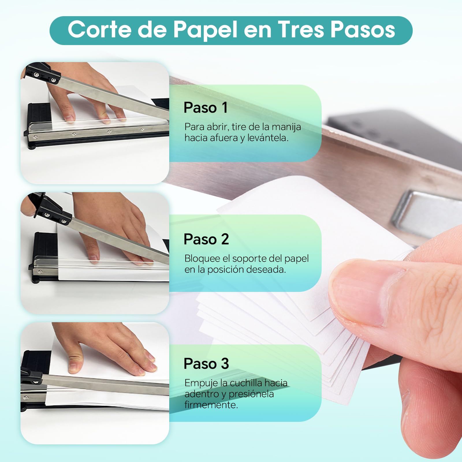 Guillotina de Papel A4 con Cuchilla de Acero | Capacidad para 8 Hojas | Corte por Palanca | Para Papel, Cartulina y Fotos | Cortadora de Precisión(A4)