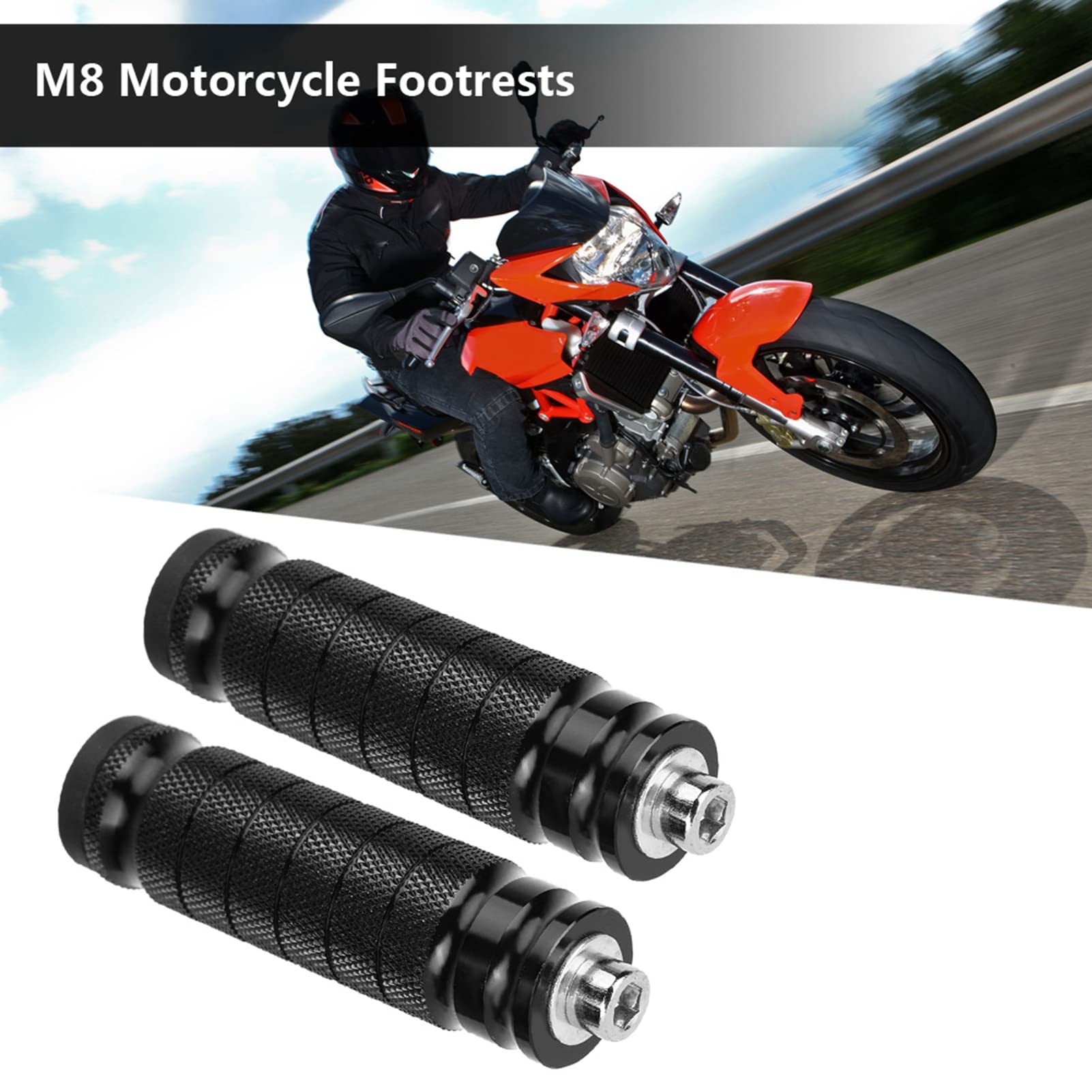 Podnóżki motocyklowe, podnóżki motocyklowe, 2 szt. CNC, tylne podnóżki motocyklowe, uniwersalne M8, antypoślizgowe, podnóżki, pedały