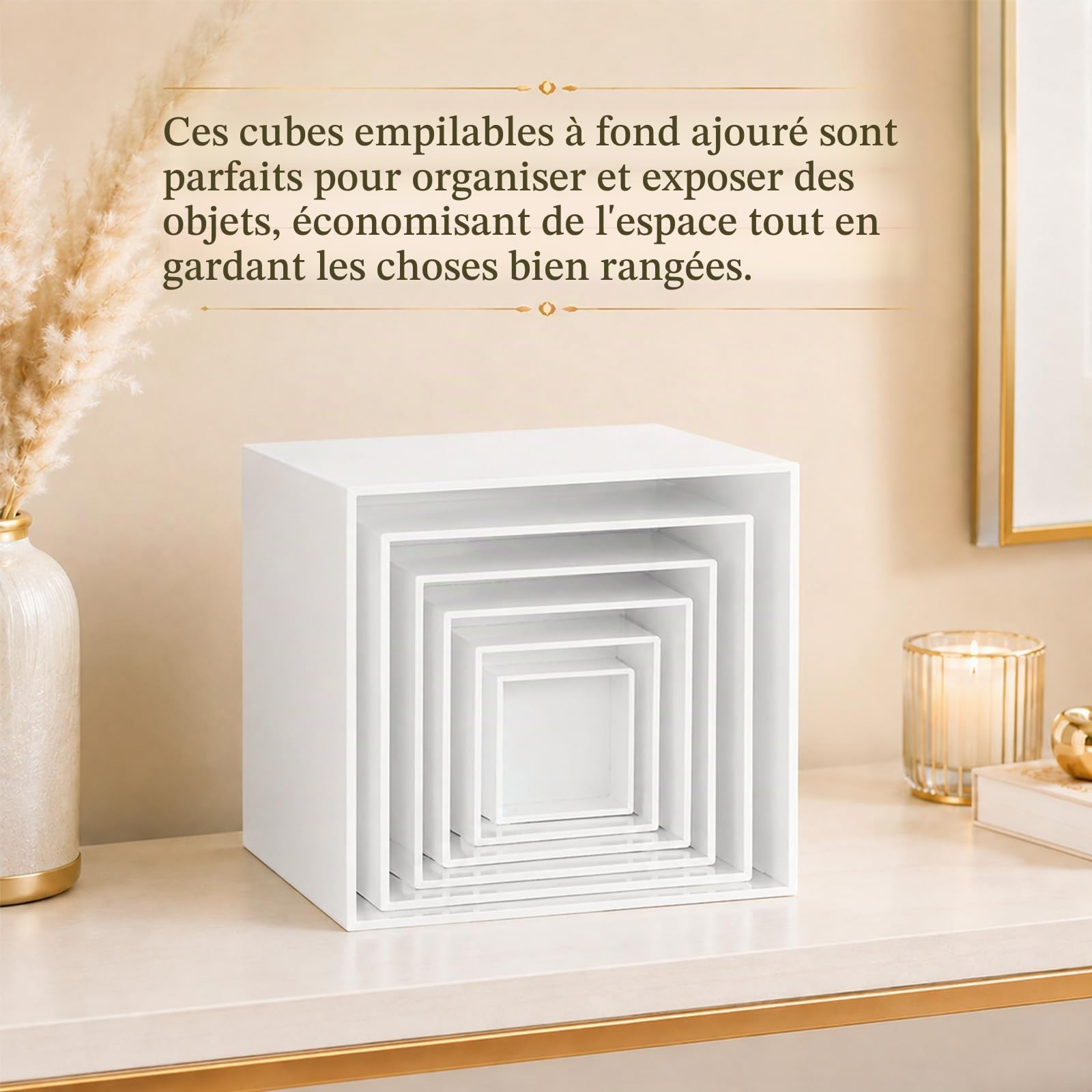 Lot de 6 Presentoir A Gateau Acrylique, 3-8 Pouces Presentoir Aperitif Buffet avec fond creux, Plateau Aperitif Mariage pour Bijoux,Figurines,Bonbons, 20.3/17.8/15 .2/12.7/10.2/7.6cm
