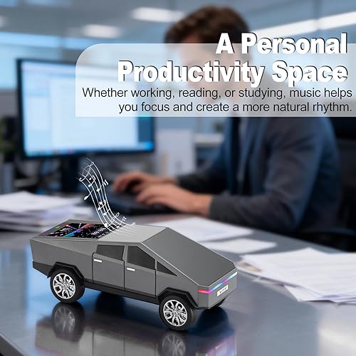 Miniatura 7 de Altavoz de réplica Bluetooth modelo de camión futurista con pantalla LED, regalo considerado para fanáticos del diseño de automóviles y usuarios de