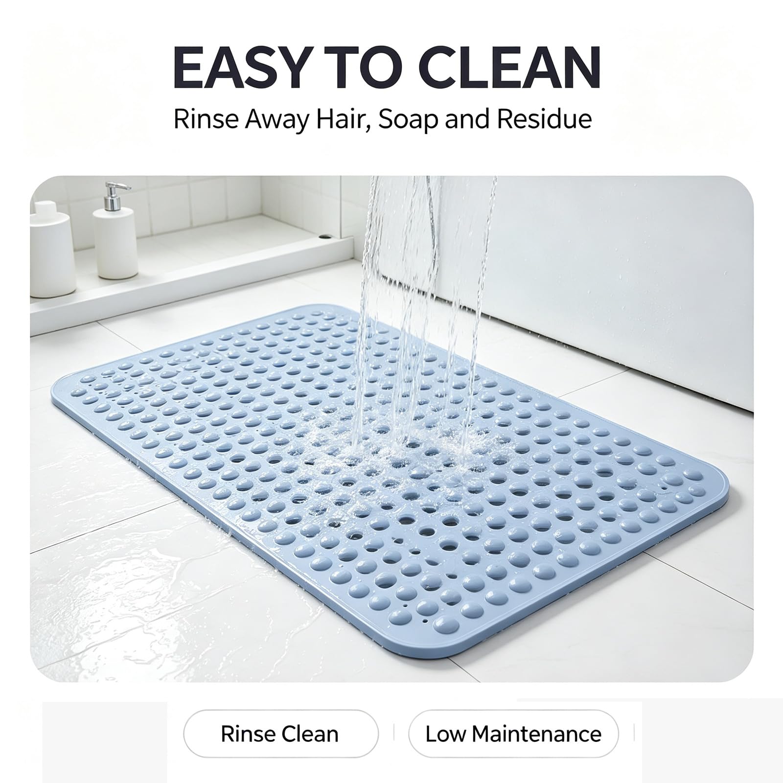 Antideslizante para Ducha PVC Suave Alfombrilla Ducha Seis tamaños disponibles Lavable a Máquina con Ventosa Drenaje Enrollable Secado Sin Olores Función de masaje para los pies Adecuado húmedas