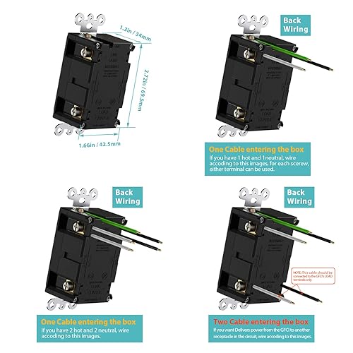 Vista 5 de WEBANG Toma GFCI de 20 amperios, receptáculo resistente a manipulaciones/resistente a la intemperie (WR), interruptor de circuito de falla de tierra
