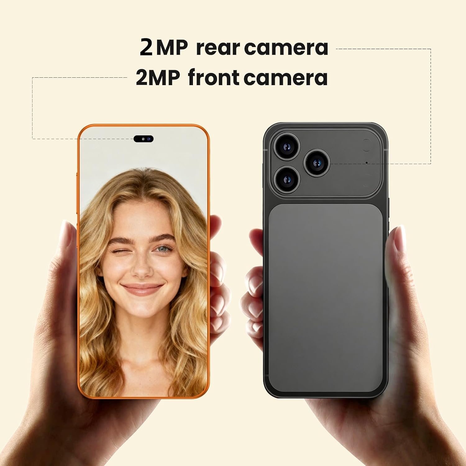 Unlockable Phone with 3G Support, Android OS, 6.7-inch Screen, 1GB RAM + 16GB ROM/TF Card Slot (128GB), Dual SIM, Dual Cameras, Suitable for Beginners (135orange)