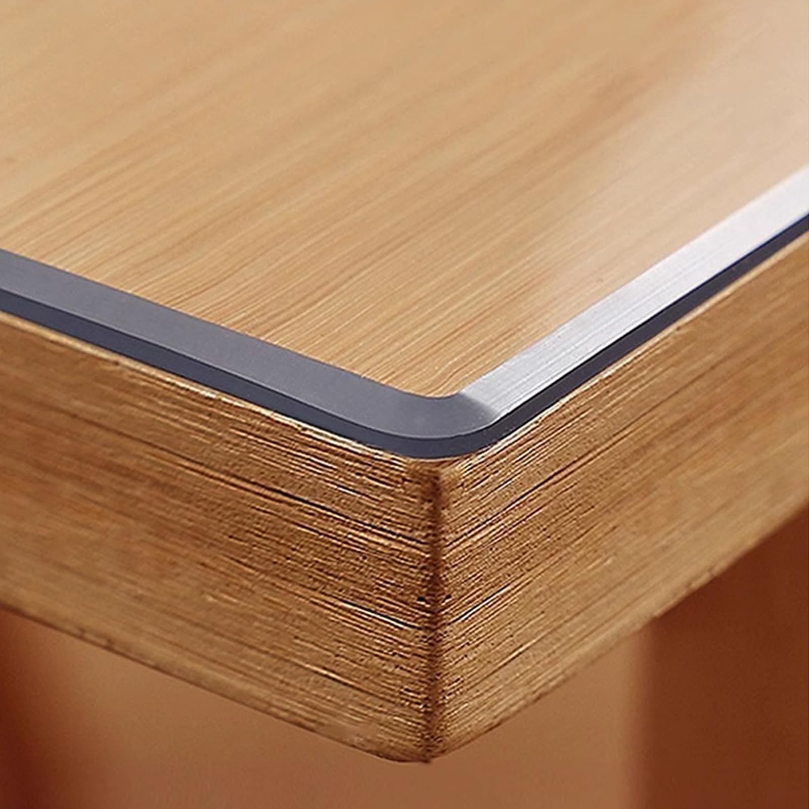 QBYRSSS Transparent Table Cover Protector Waterproof Rectangular Table Protector Clear 65° Beveled PVC Tablecloth Soft Glass 3mm Dining Table Cover Table Protector for Dining Room (80x150cm/31x59in)
