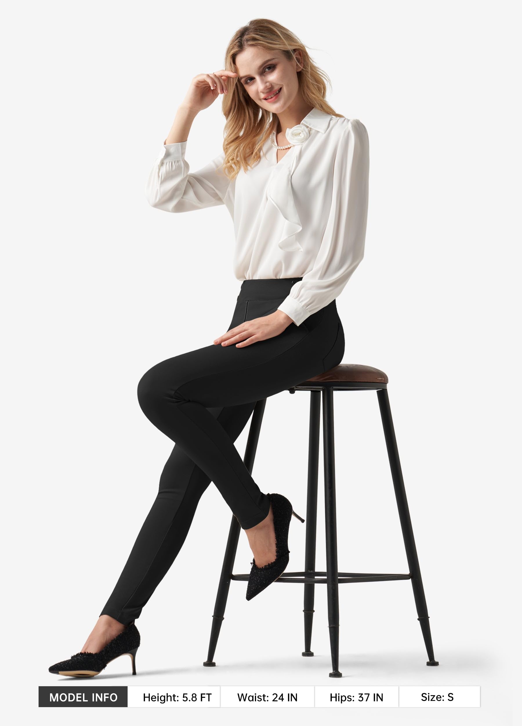 Willit Pantalon de yoga pour femme - Pantalon de travail skinny - Taille haute - Extensible - Pour le bureau et les affaires - Pantalon décontracté - 68,6 cm/71,1 cm