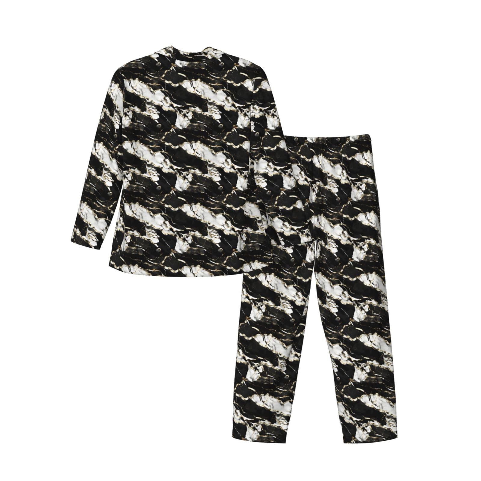 Bianco E Nero Marmo Texture Stampa Uomini Manica Lunga Pigiama Set Due Pezzi Lounge Pantaloni Per Inverno Autunno Primavera Estate