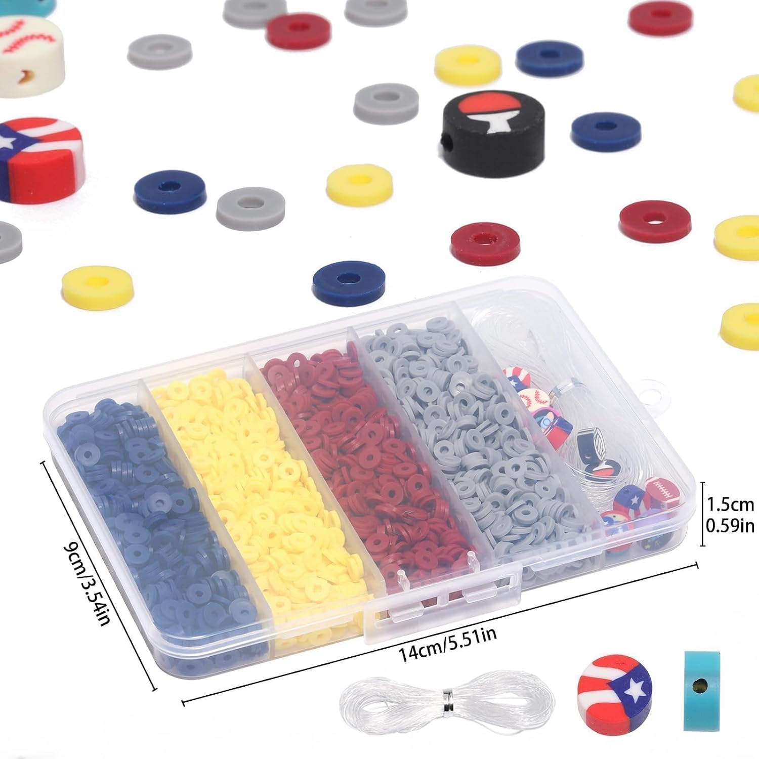 3500pcs Sports Color Clay Beads for Bracelets Making 6mm Heishi Beads Polymer Flat Round Disc Clay for Jewelry Making Sport Bead Crafts. image 4