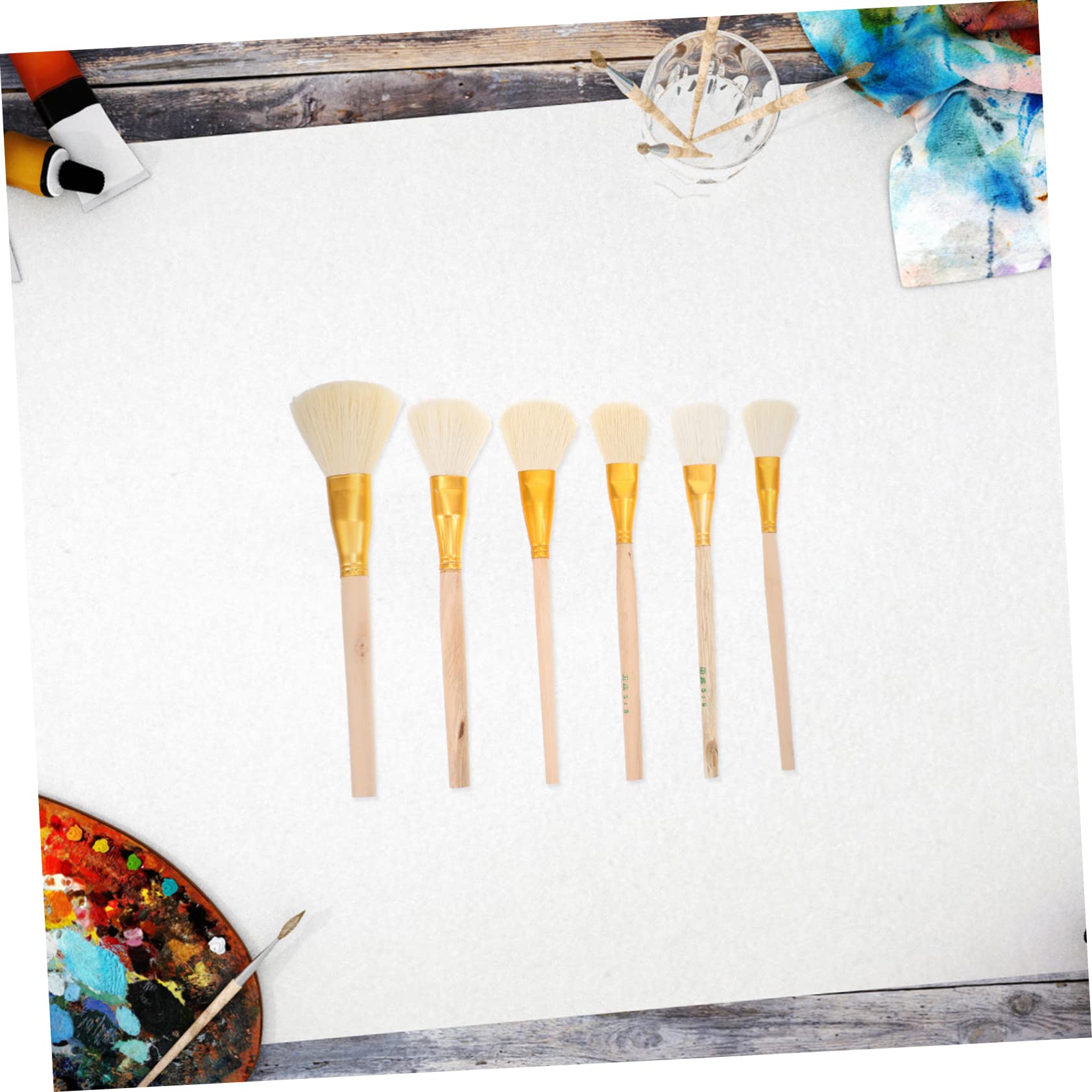 36piezas Pinceles De De Lana De Mango De Madera Cepillos De Gilding para y Manualidades para Acrílica y
