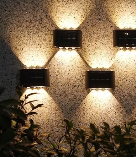 Kit 4x Arandela Solar 2 Focos Parede Slim 10 Fachos Led Externa Branco Quente Frio (Amarelo)