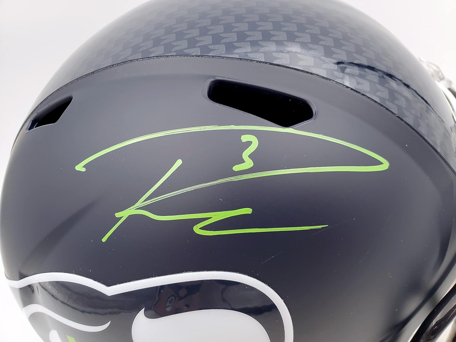 Russell Wilson Autographed S.e.a.t.t.l.e Seahawks Full Size Replica Speed Football Helmet In Green RW Holo Stock #94105
