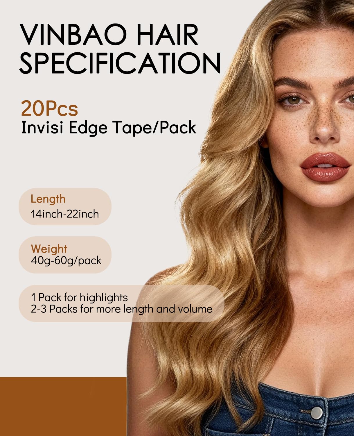 VINBAO Invisi Edge Tape in Extensions Echthaar Dunkelbraun 20 Stück 18 Zoll 50 g Injected Tape in Hair Extensions Pro Unsichtbares Luxus-Remy-Haar Nahtlose Blend 18 Zoll #2