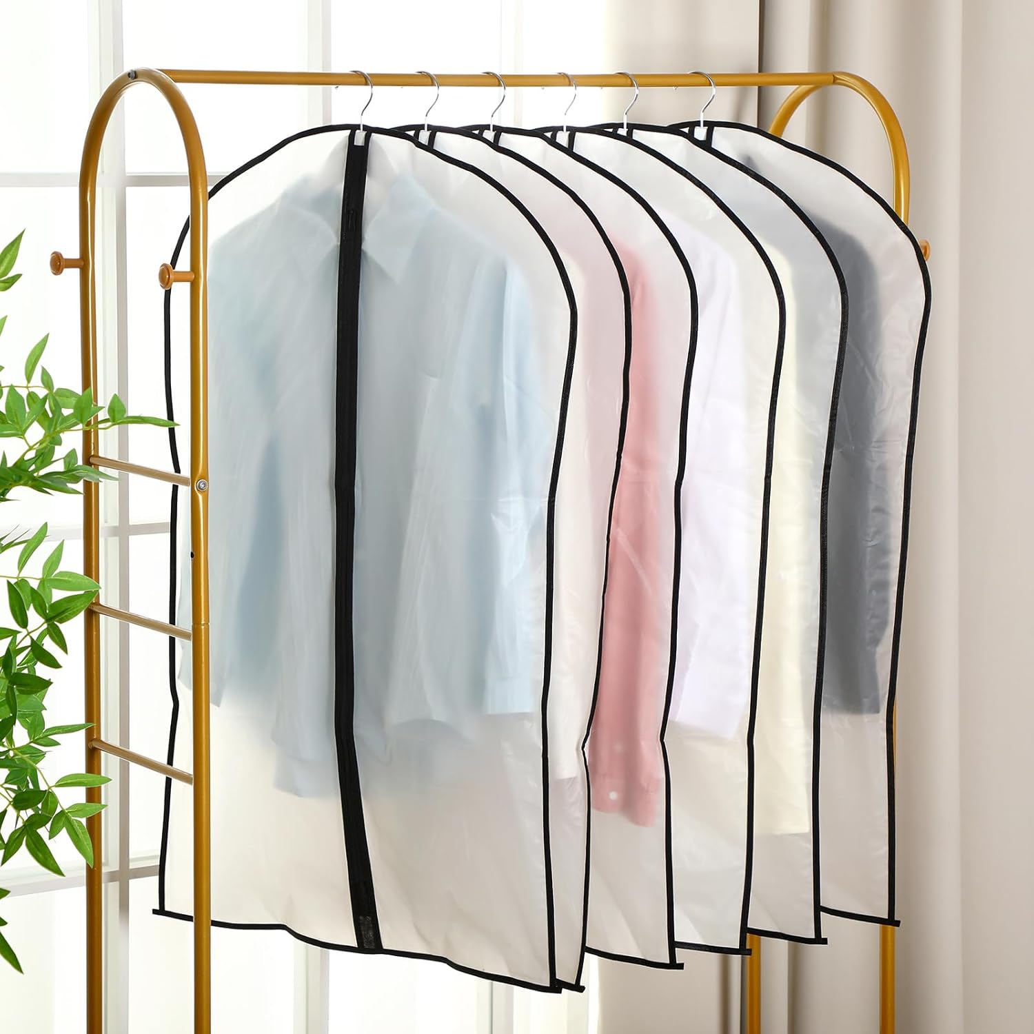 Sintuff 160 Pcs 24'' x 40'' Translucent Garment Bags for Hanging Clothes Cover with Black Full Zipper Hanging Travel Garment Cover Bags for Suits, Coats Storage