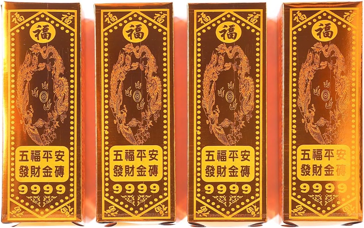 Ancestor Money Josh Paper,Gold bar,Gold Foil Paper,Worship of Hell,Easy to Burn Money,Bring Good Luck,Hungry Ghost Festival,Sacrificial Supplies,Halloween,Qingming Festival (Big Gold Bar -100)