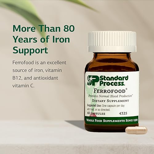 Miniatura 3 de Standard Process Ferrofood - Antioxidante de alimentos integrales, sangre saludable y hemoglobina con cianocobalamina, acerola, shiitake, salvado de