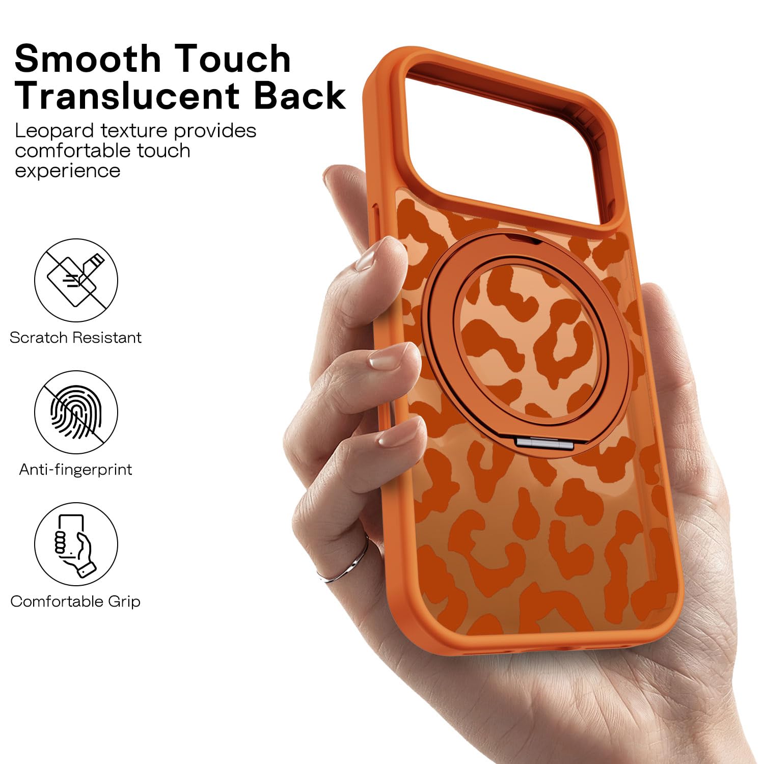 Saqmkil Magnetische beschermhoes voor iPhone 17 6,3 inch, compatibel met MagSafe, esthetisch luipaardpatroon, herfst, collage, patroon, zachte TPU- siliconen, schokbestendig, beschermhoes, bruin