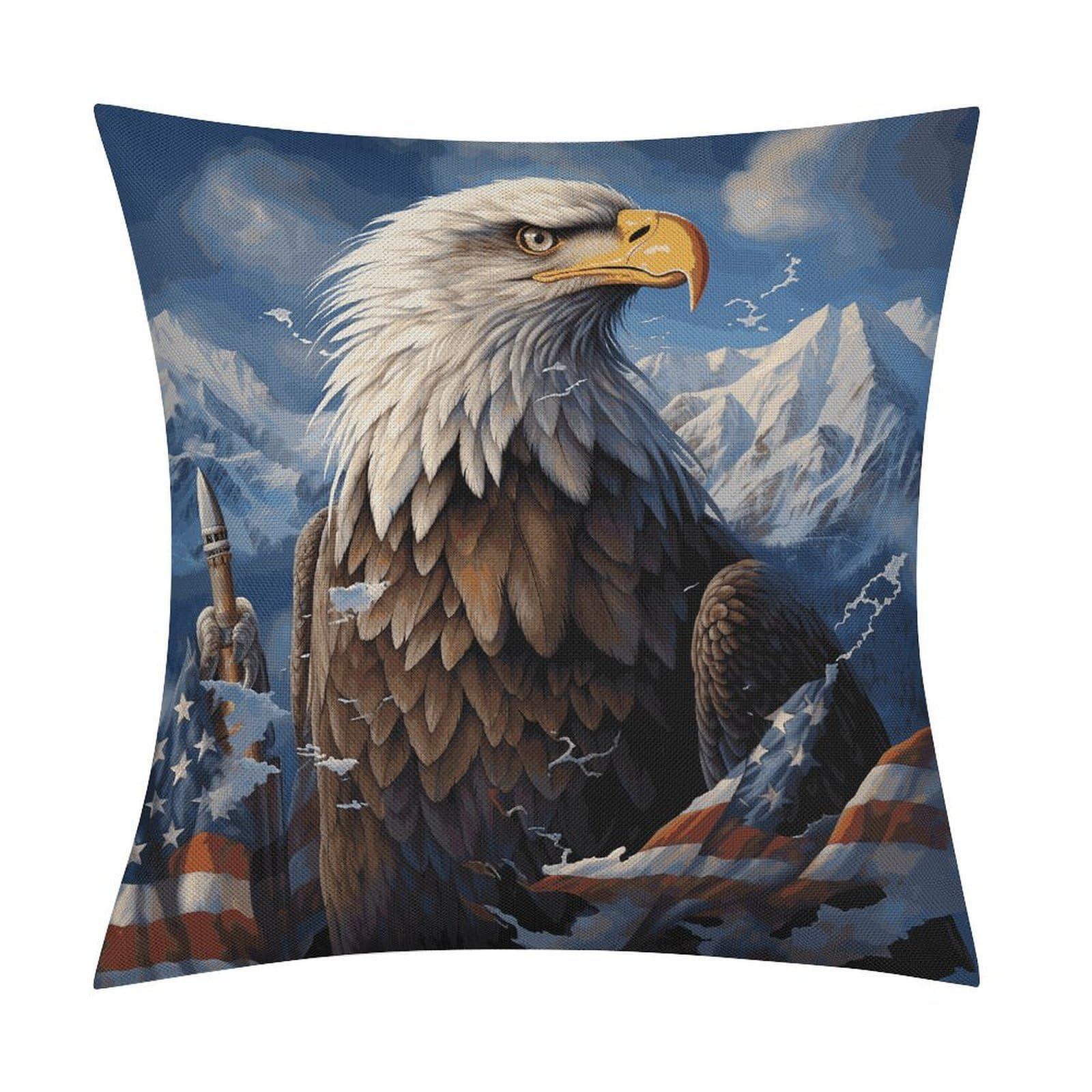 JTREHY Eagle Throw Pillow Covers Farmhouse Pillow Cover Standard Pillow Shams Decorative Square Pillowcases Soft Pillow Cases Wrinkle Fade Resistant for Couch Home 18x18 Inch