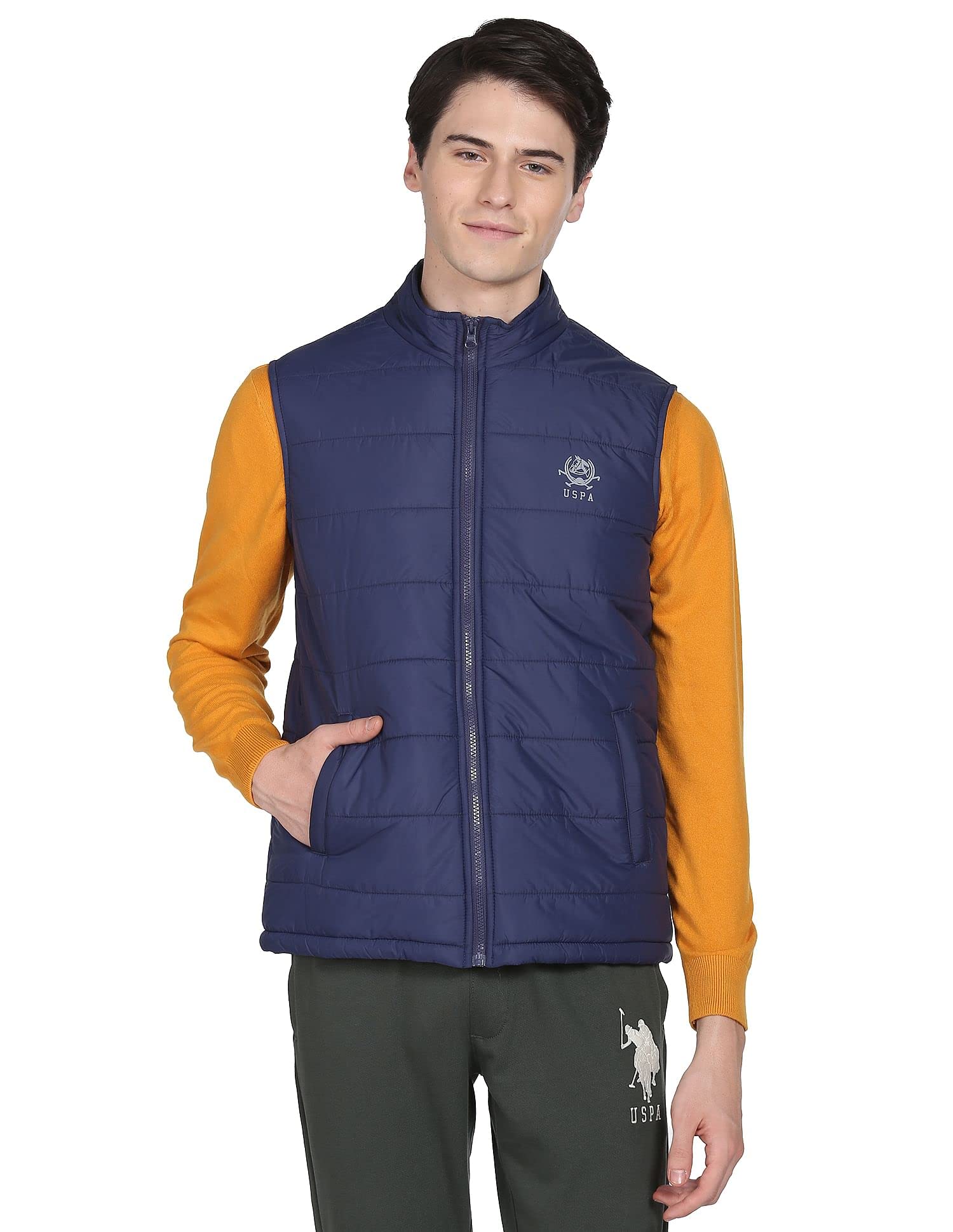 u.s. polo assn. Men Polyester Navy Solid Sleeveless Standard Length Puffer Jacket-picture-29