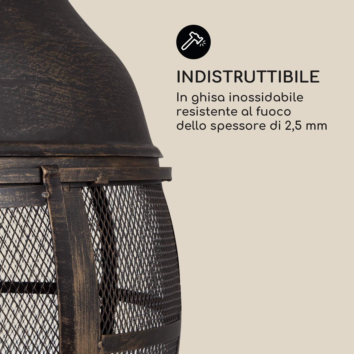 blumfeldt Titus - Camino Decorativo da Giardino, Stufa da Esterni, Stufa da Giardino in Stile Antico, 360 ° FireView, Antiruggine, Ghisa, con Griglia, Vano Legna e Attizzatoio, Nero