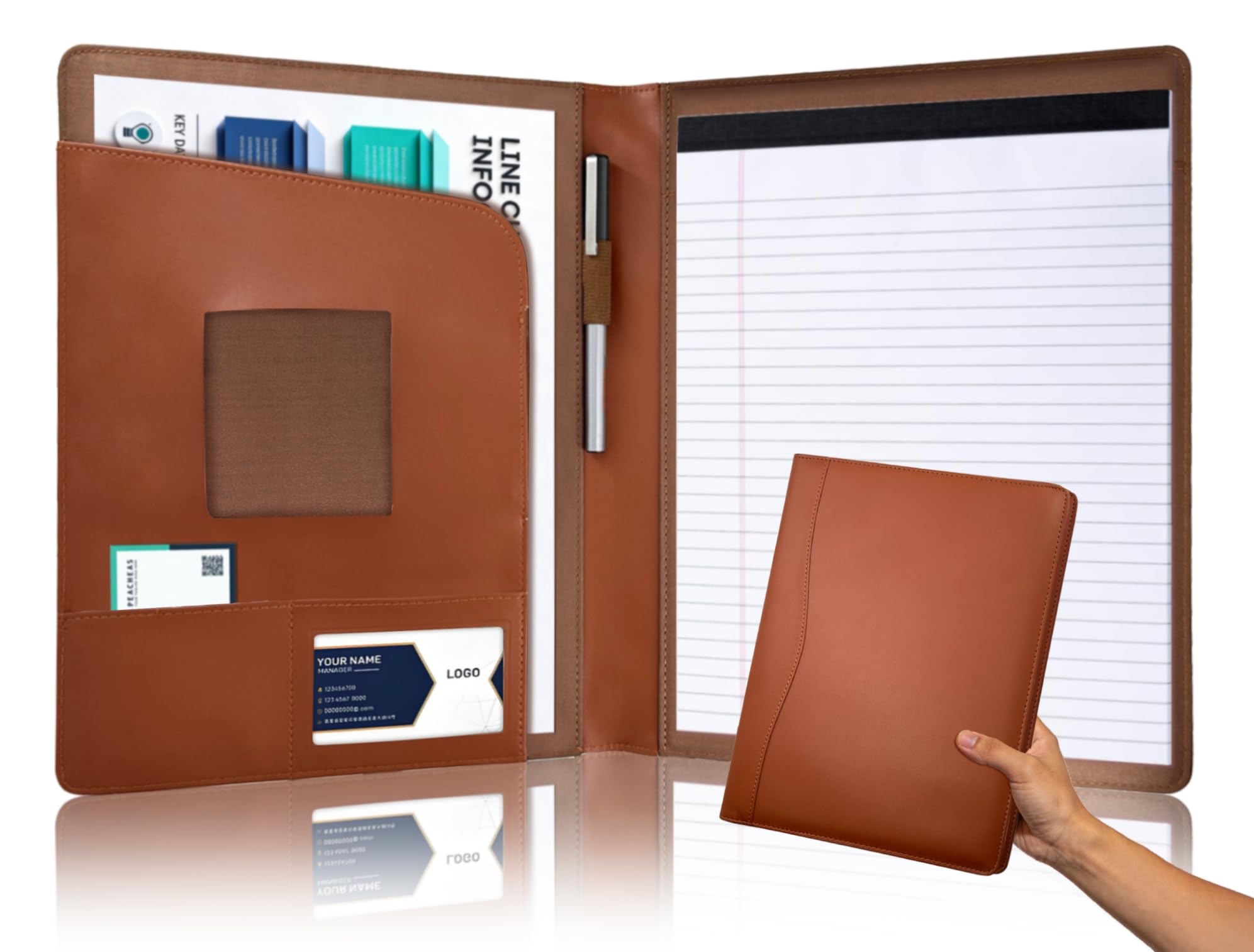 Konferenzmappe A4 Leder, Elegance Schreibmappe Portfolio Kon