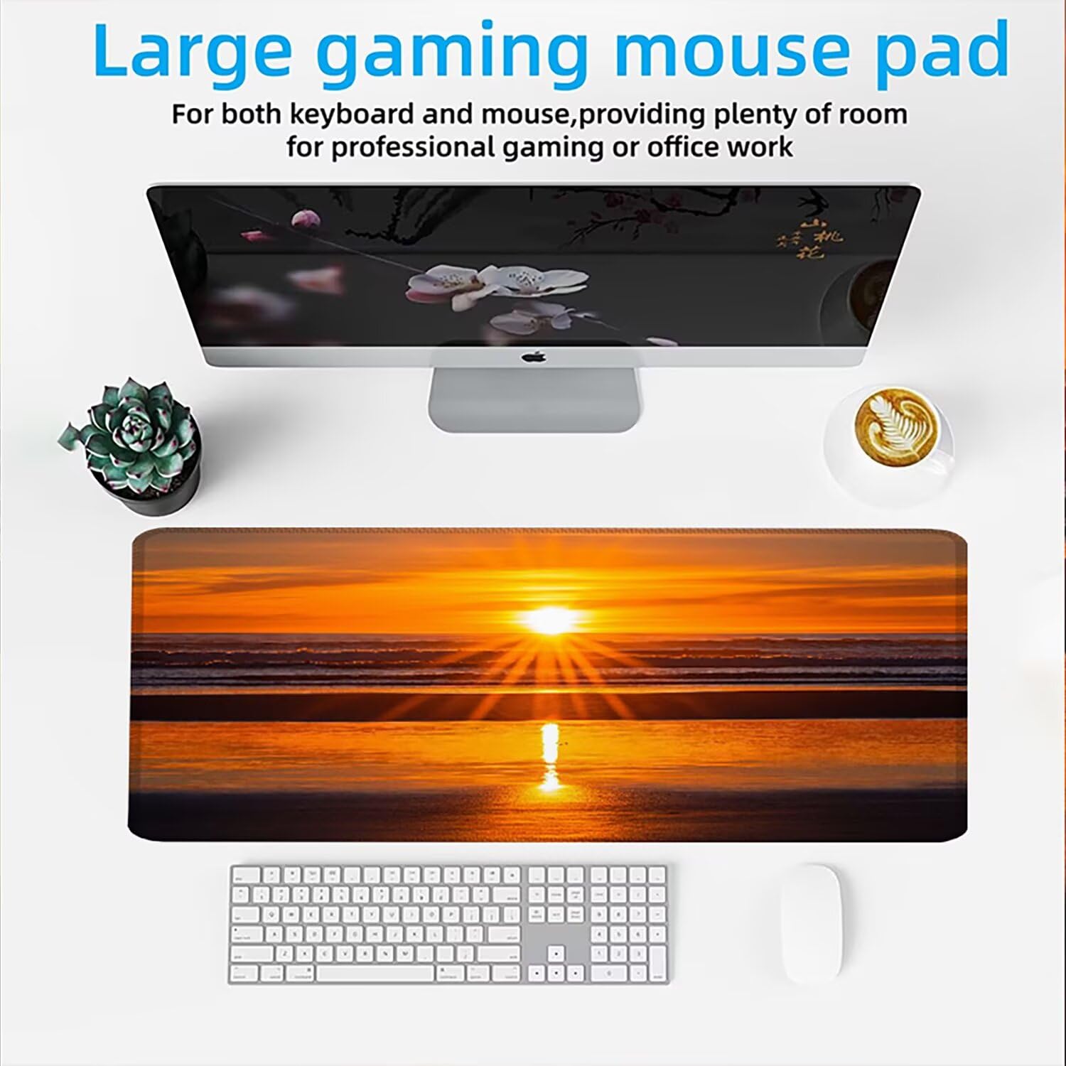 Podkładka pod mysz AAA XXL 1000 x 500 mm duża mata na biurko szyte krawędzie wodoodporna antypoślizgowa, laptop poprawia precyzję i prędkość. Gracz, krajobraz zachodu słońca 1 w0w-707
